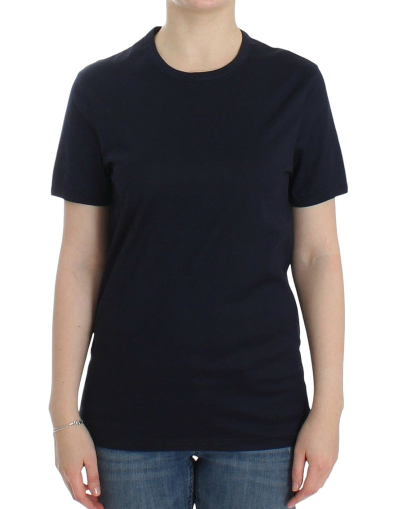 T-shirt en coton à col rond avec logo Ermanno Scervino Lingerie bleu.