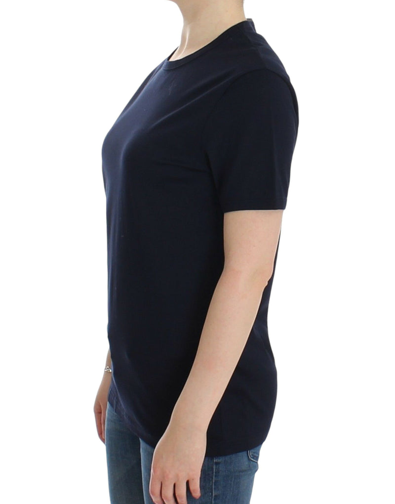 T-shirt en coton à col rond avec logo Ermanno Scervino Lingerie bleu.