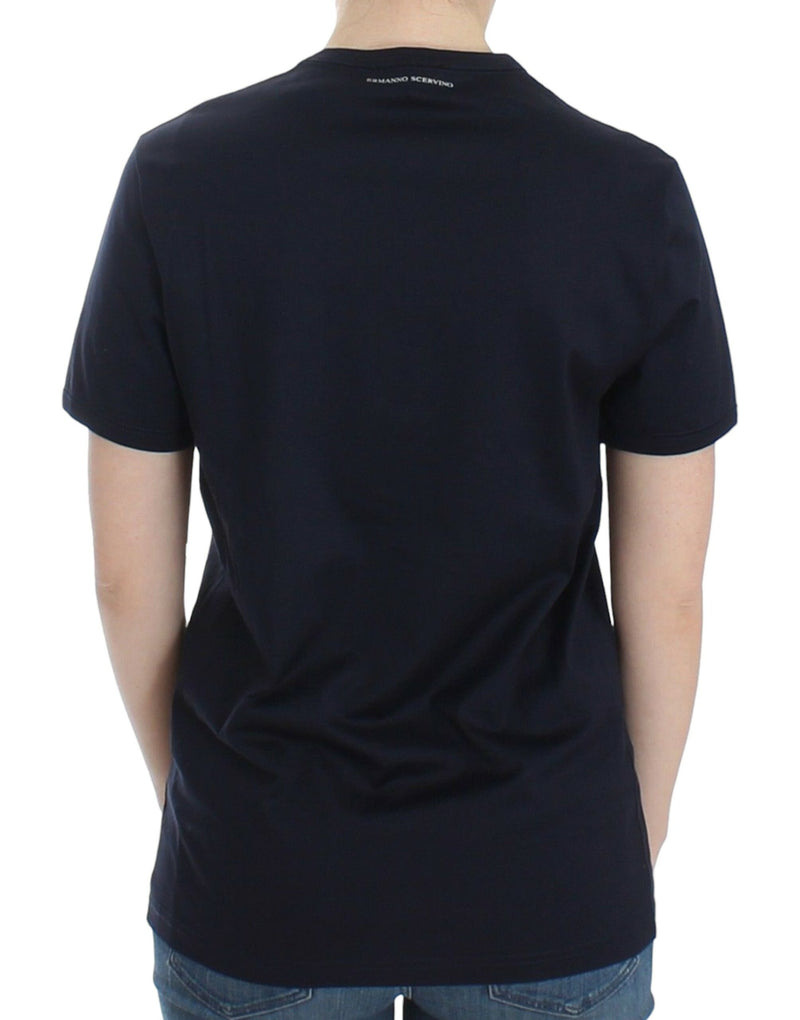 T-shirt en coton à col rond avec logo Ermanno Scervino Lingerie bleu.