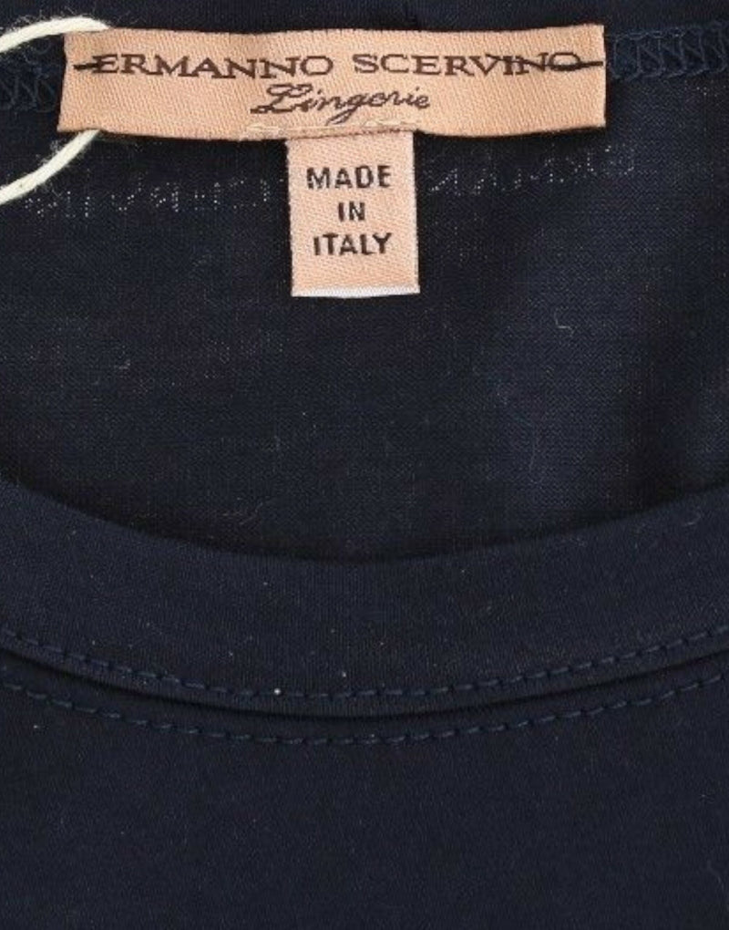 T-shirt en coton à col rond avec logo Ermanno Scervino Lingerie bleu.