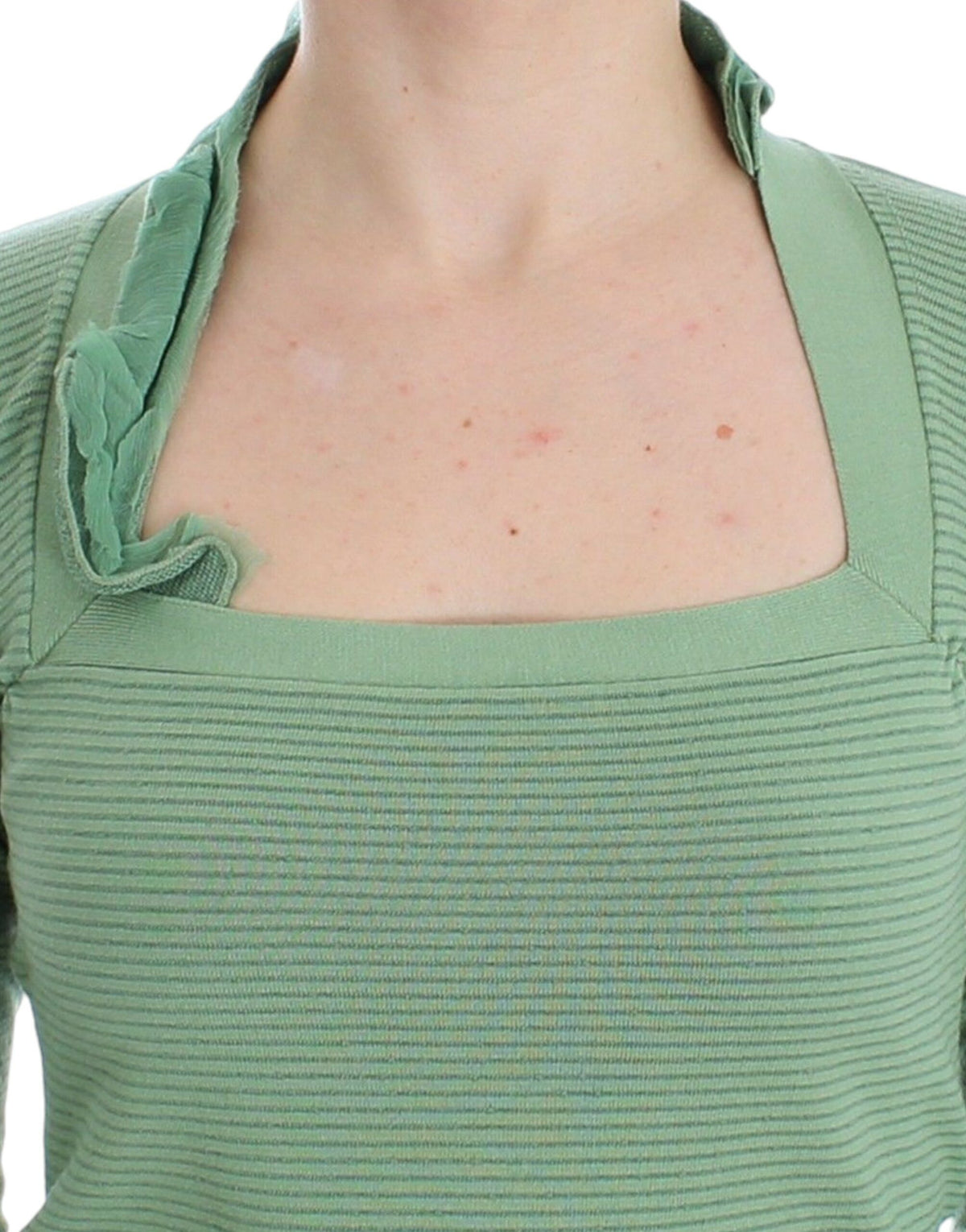 Pull rayé à manches longues en laine mélangée verte d'Ermanno Scervino