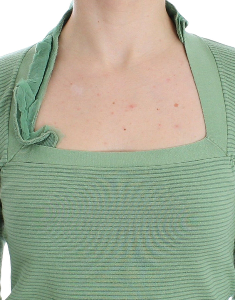 Pull rayé à manches longues en laine mélangée verte d'Ermanno Scervino