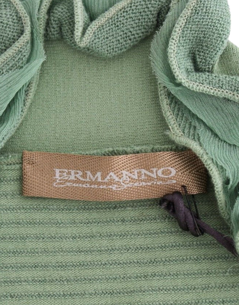 Pull rayé à manches longues en laine mélangée verte d'Ermanno Scervino