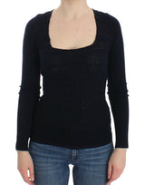 Pull en laine extensible bleu à maille d'Ermanno Scervino