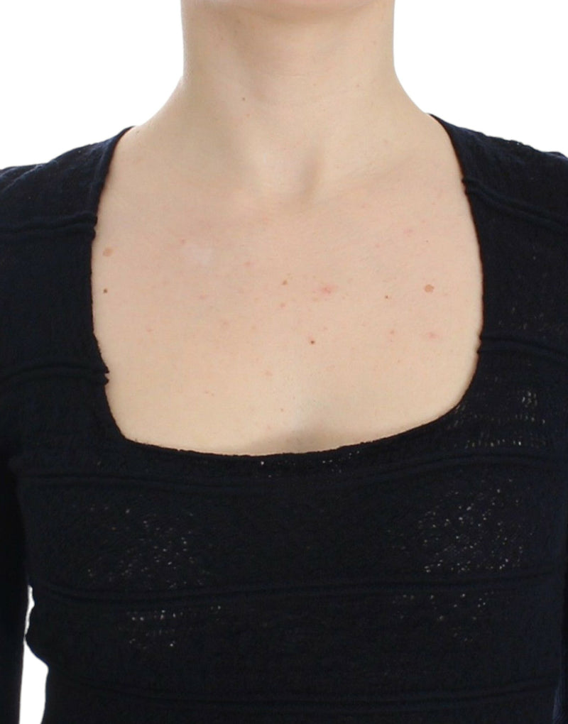 Pull en laine extensible bleu à maille d'Ermanno Scervino