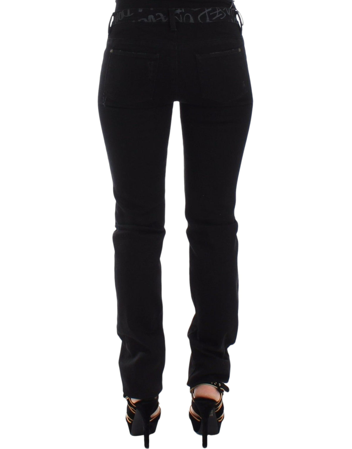 Jean slim noir en denim, taille skinny et extensible, Ermanno Scervino.