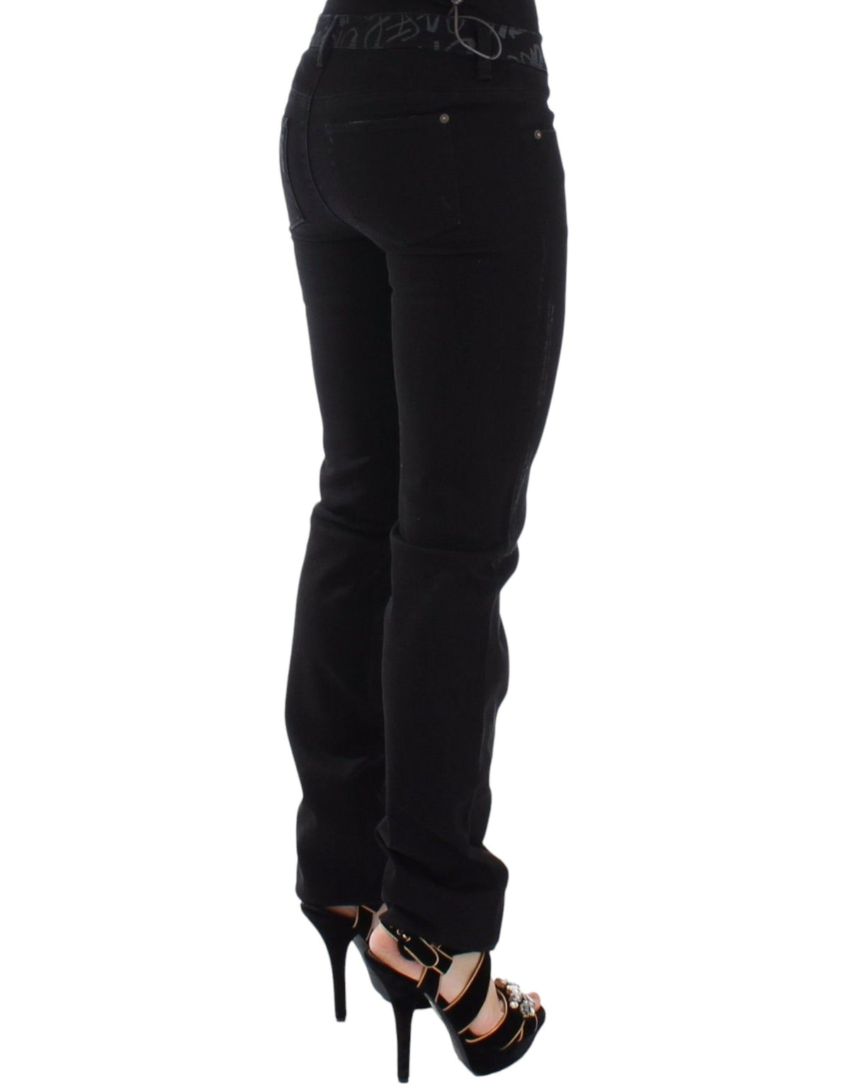 Jean slim noir en denim, taille skinny et extensible, Ermanno Scervino.