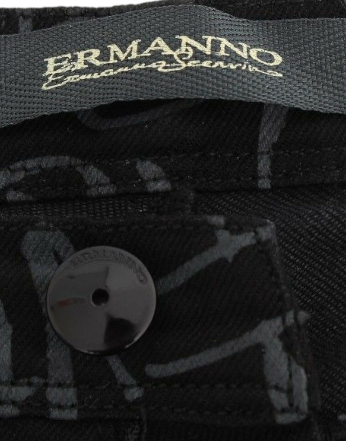 Jean slim noir en denim, taille skinny et extensible, Ermanno Scervino.