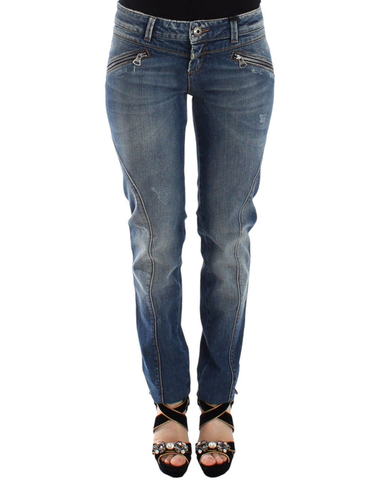Ermanno Scervino Blauwe Slim Fit Jeans, Rechte Stretch Broek