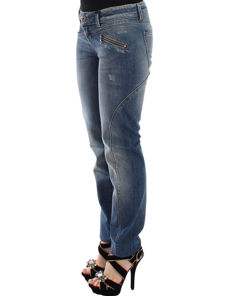 Ermanno Scervino Pantalon en jean slim bleu, coupe droite et extensible.