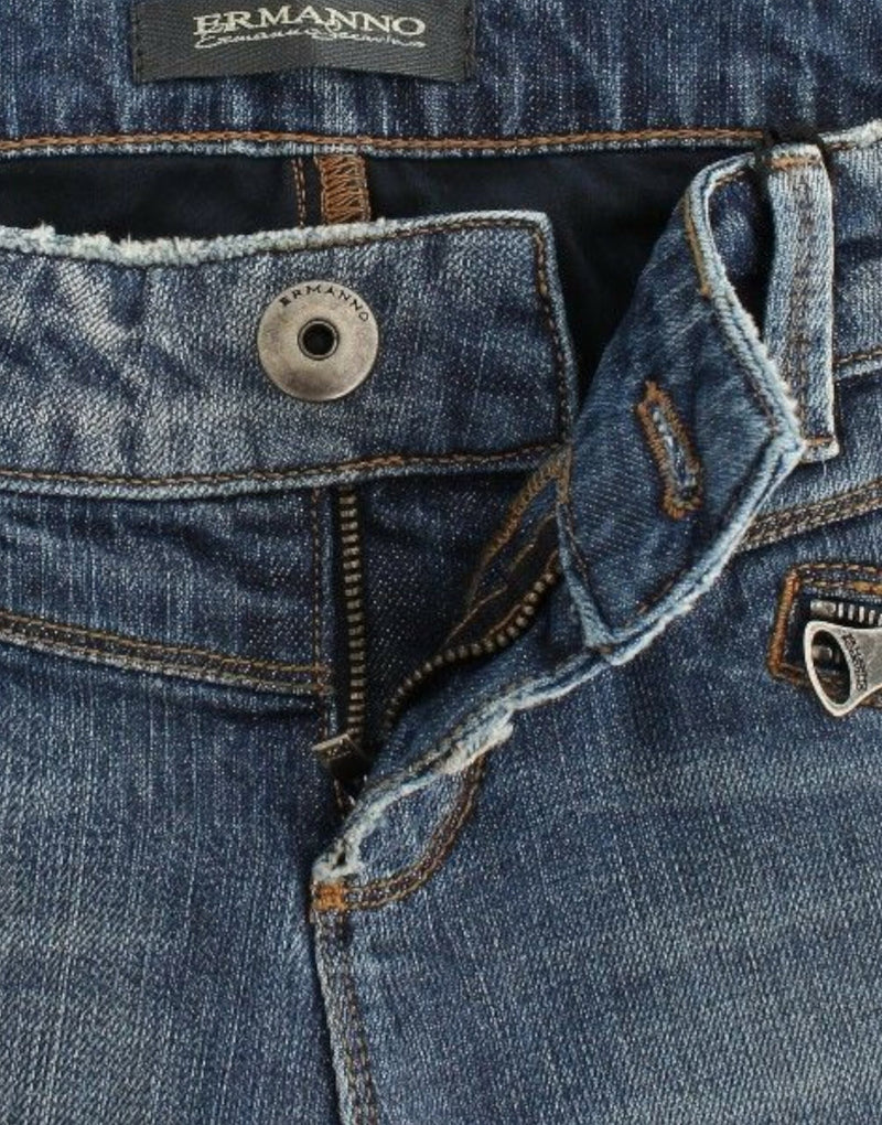 Ermanno Scervino Pantalon en jean slim bleu, coupe droite et extensible.