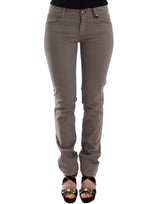 Pantalon en jean slim beige taupe Ermanno Scervino, coupe skinny.