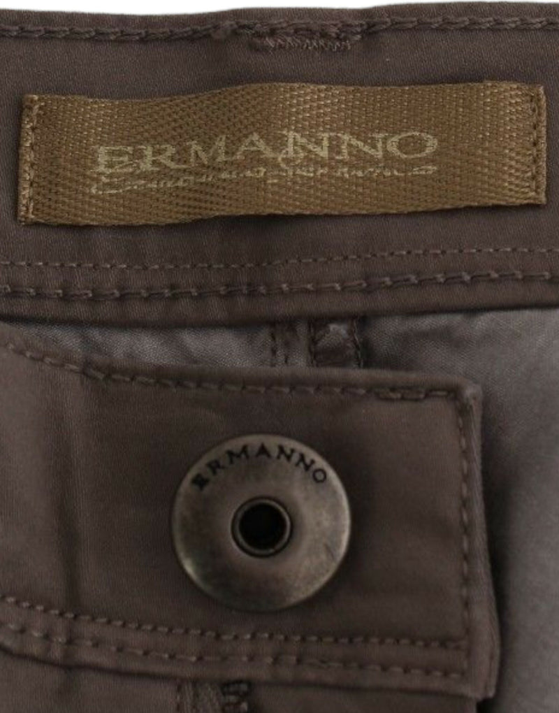 Pantalon en jean slim beige taupe Ermanno Scervino, coupe skinny.