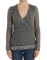 Pull en laine mélangée extensible à manches longues gris d'Ermanno Scervino