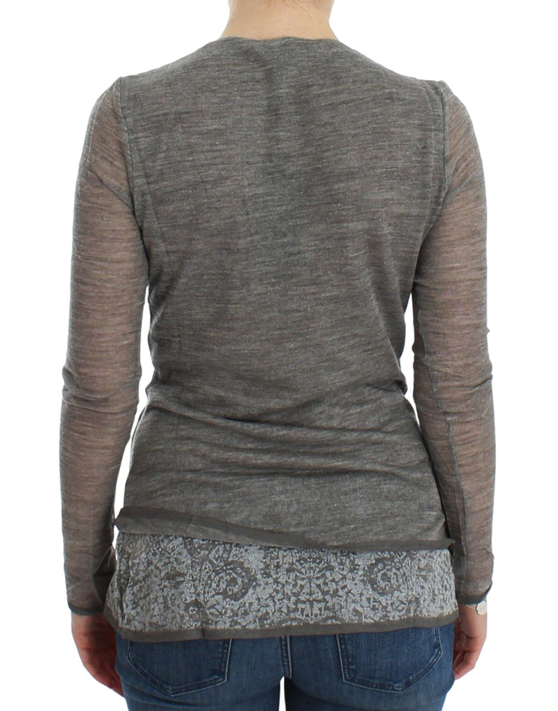 Pull en laine mélangée extensible à manches longues gris d'Ermanno Scervino