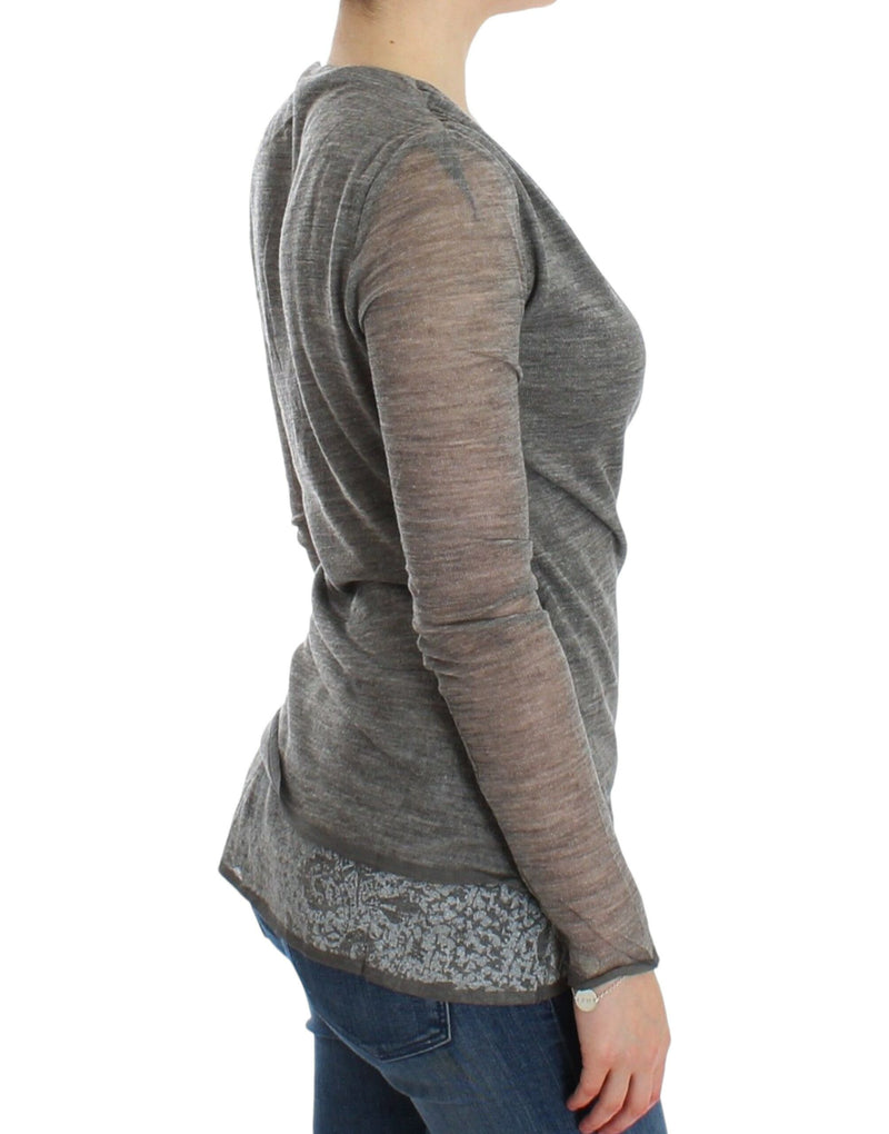 Pull en laine mélangée extensible à manches longues gris d'Ermanno Scervino