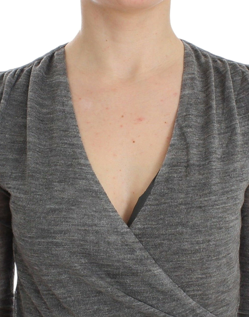 Pull en laine mélangée extensible à manches longues gris d'Ermanno Scervino