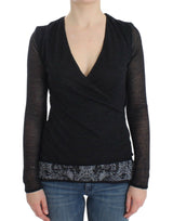Pull en laine mélangée extensible à manches longues noir d'Ermanno Scervino