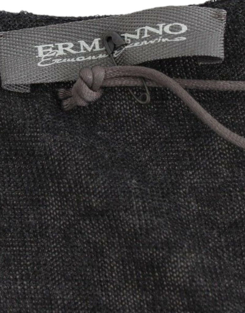 Pull en laine mélangée extensible à manches longues noir d'Ermanno Scervino