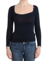 Blouse pull en dentelle de rayonne bleu, lingerie Ermanno Scervino.