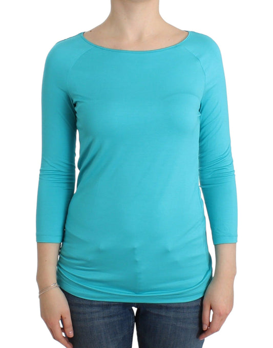 Ermanno Scervino Lingerie Blauwe Top Blouse Jumper Modal Effen