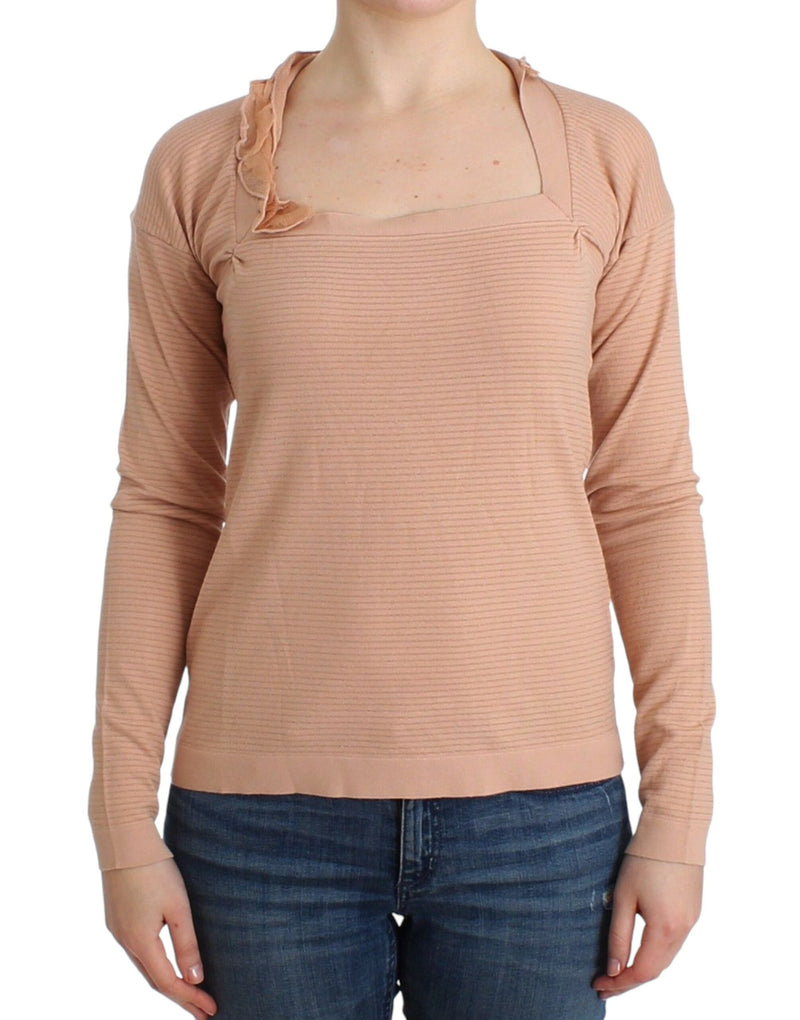Top à manches longues rayé en mélange de laine orange d'Ermanno Scervino