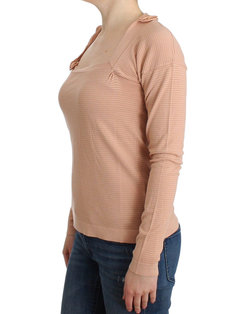 Top à manches longues rayé en mélange de laine orange d'Ermanno Scervino