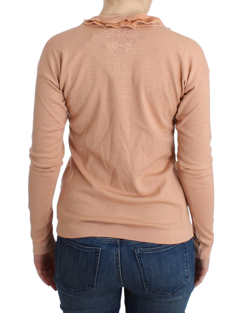 Top à manches longues rayé en mélange de laine orange d'Ermanno Scervino