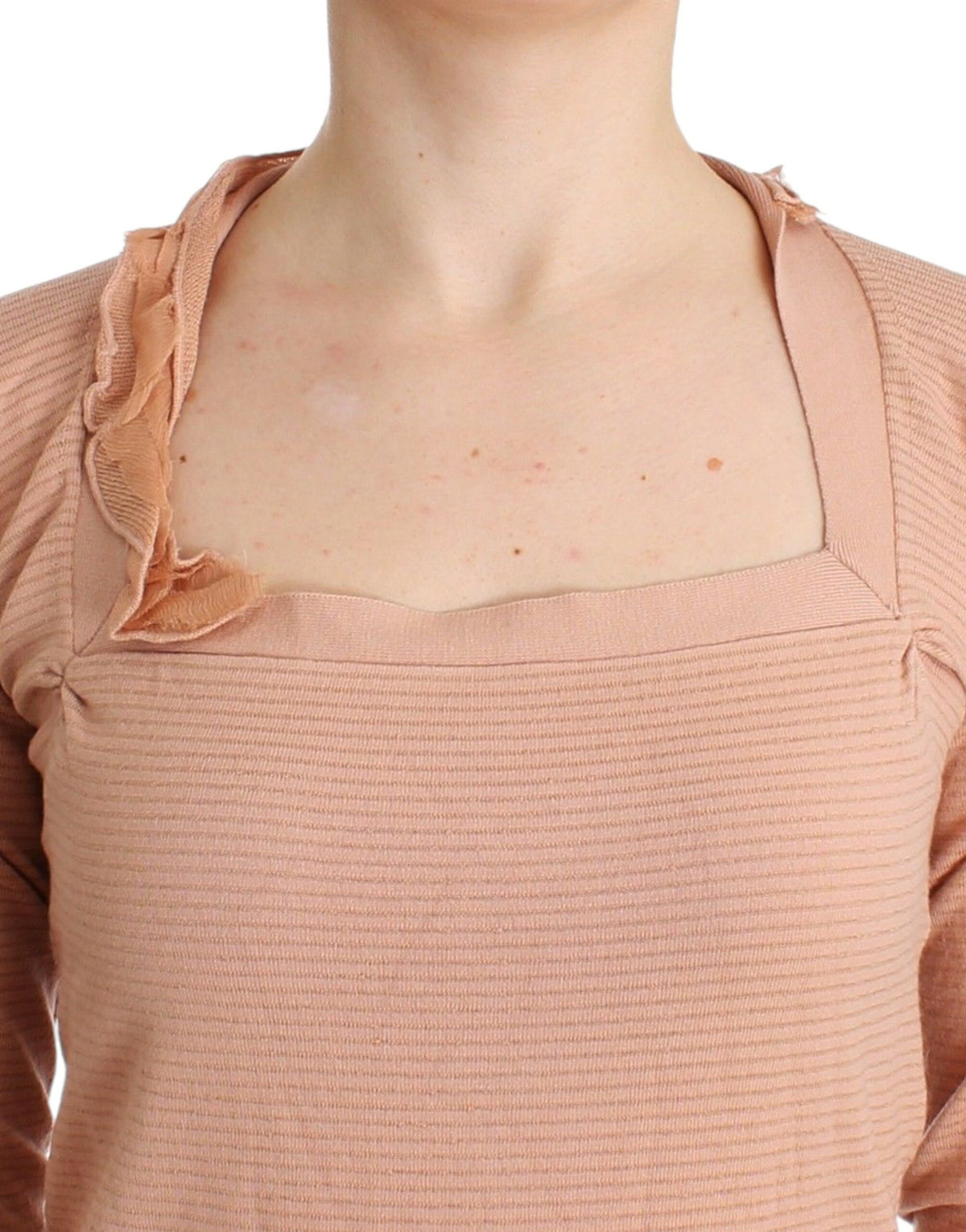 Top à manches longues rayé en mélange de laine orange d'Ermanno Scervino