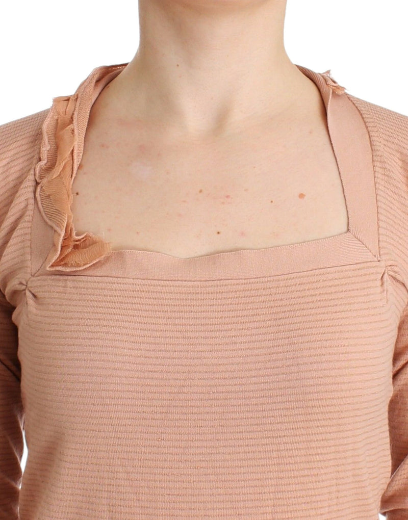 Top à manches longues rayé en mélange de laine orange d'Ermanno Scervino