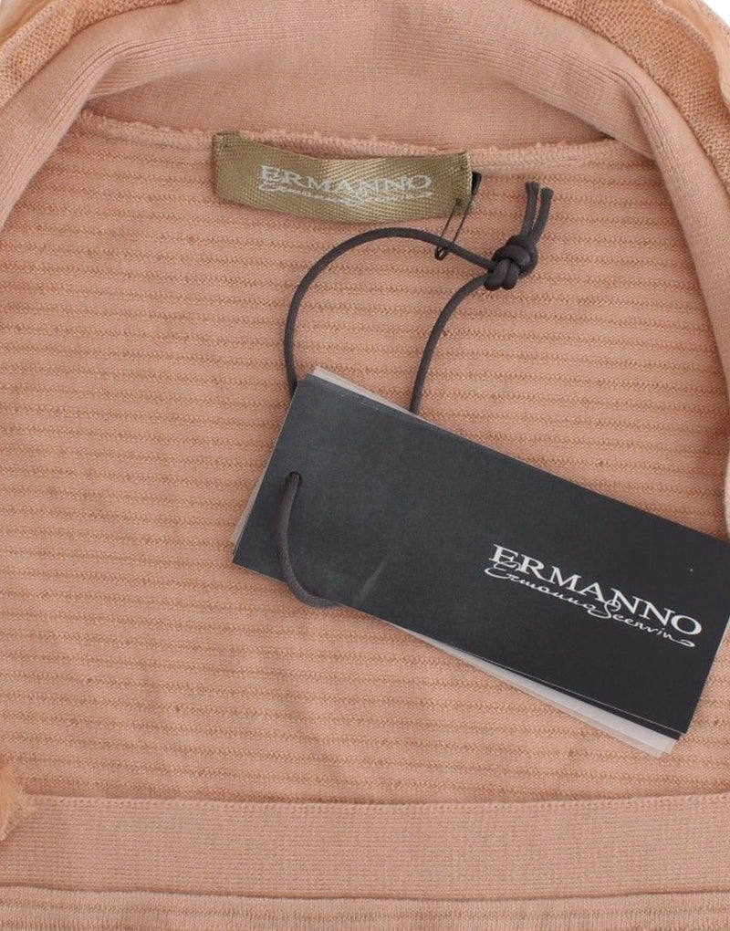 Top à manches longues rayé en mélange de laine orange d'Ermanno Scervino