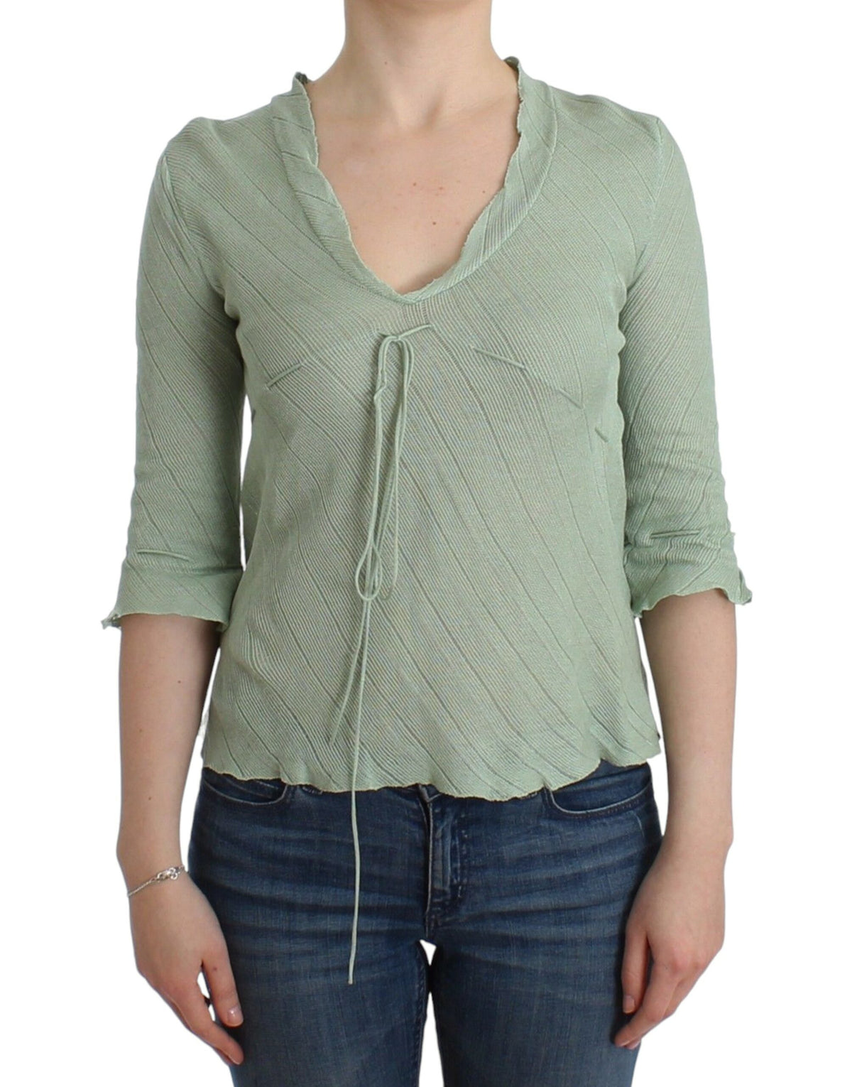 Blouse pull en tricot léger vert d'Ermanno Scervino