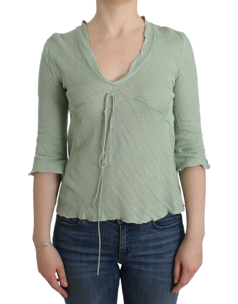 Blouse pull en tricot léger vert d'Ermanno Scervino