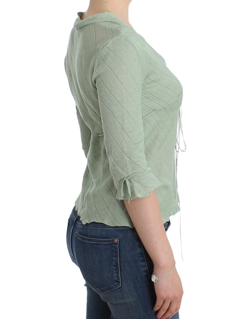 Blouse pull en tricot léger vert d'Ermanno Scervino