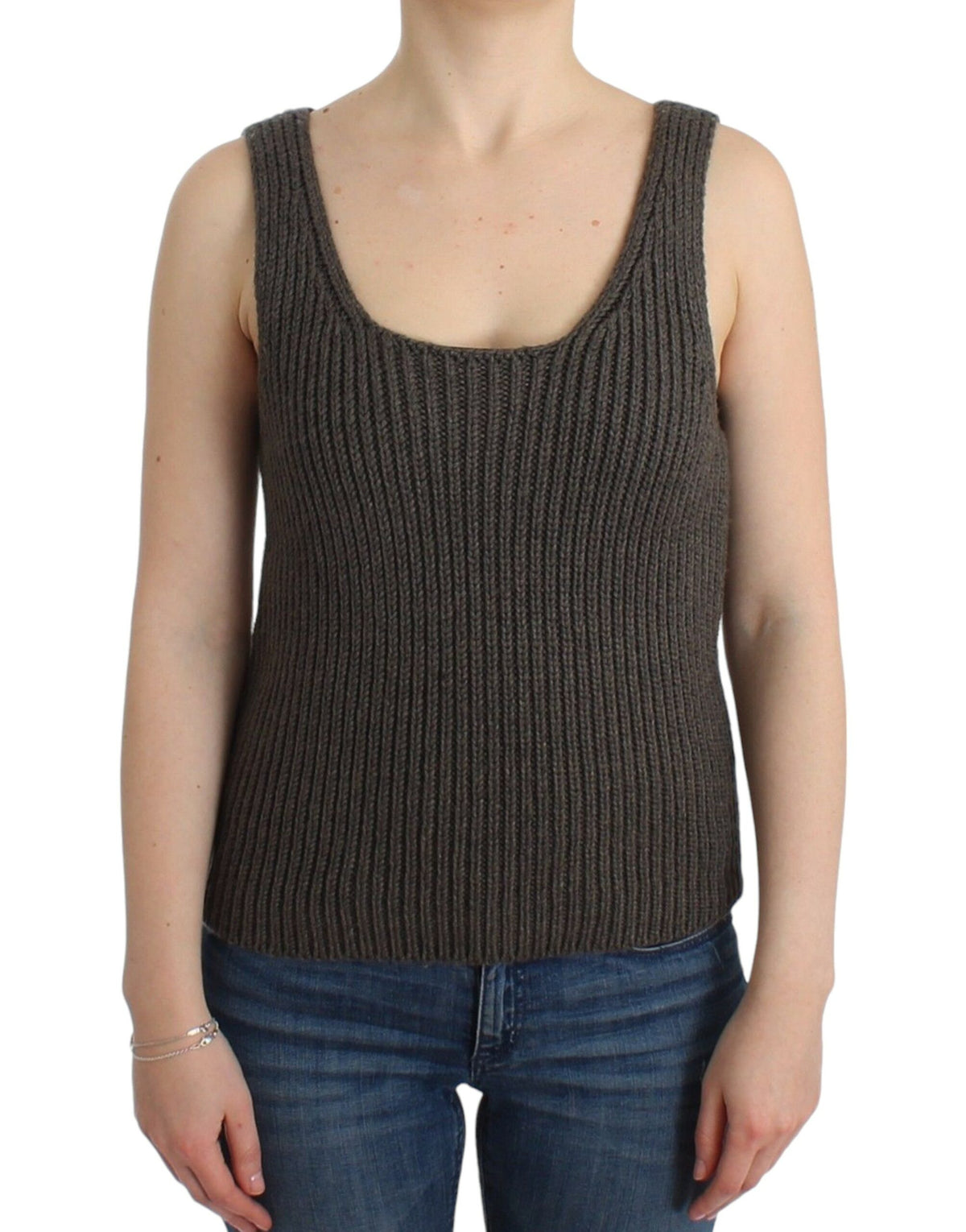 Pull en tricot gris Ermanno Scervino, en laine mérinos.