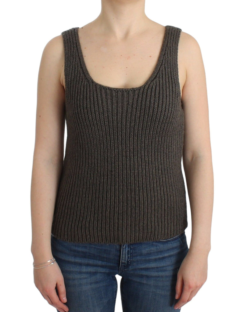 Pull en tricot gris Ermanno Scervino, en laine mérinos.