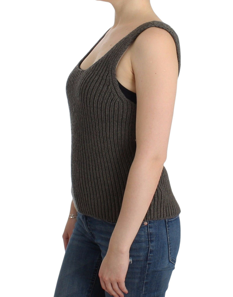 Pull en tricot gris Ermanno Scervino, en laine mérinos.