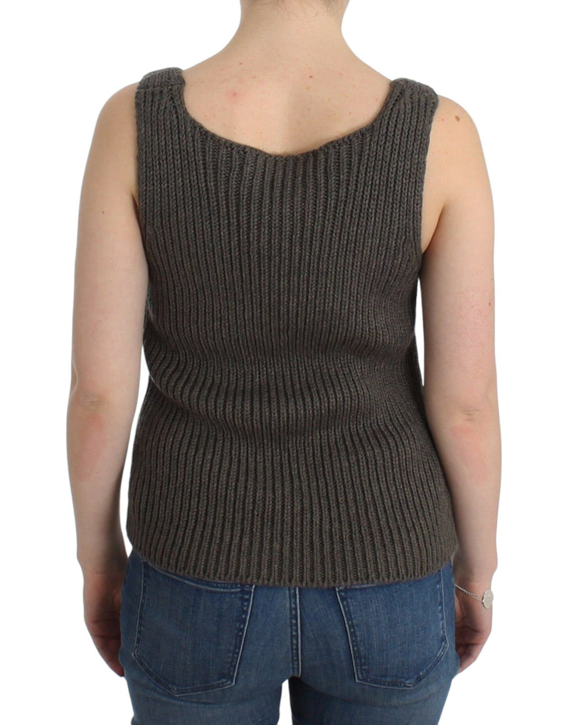 Pull en tricot gris Ermanno Scervino, en laine mérinos.