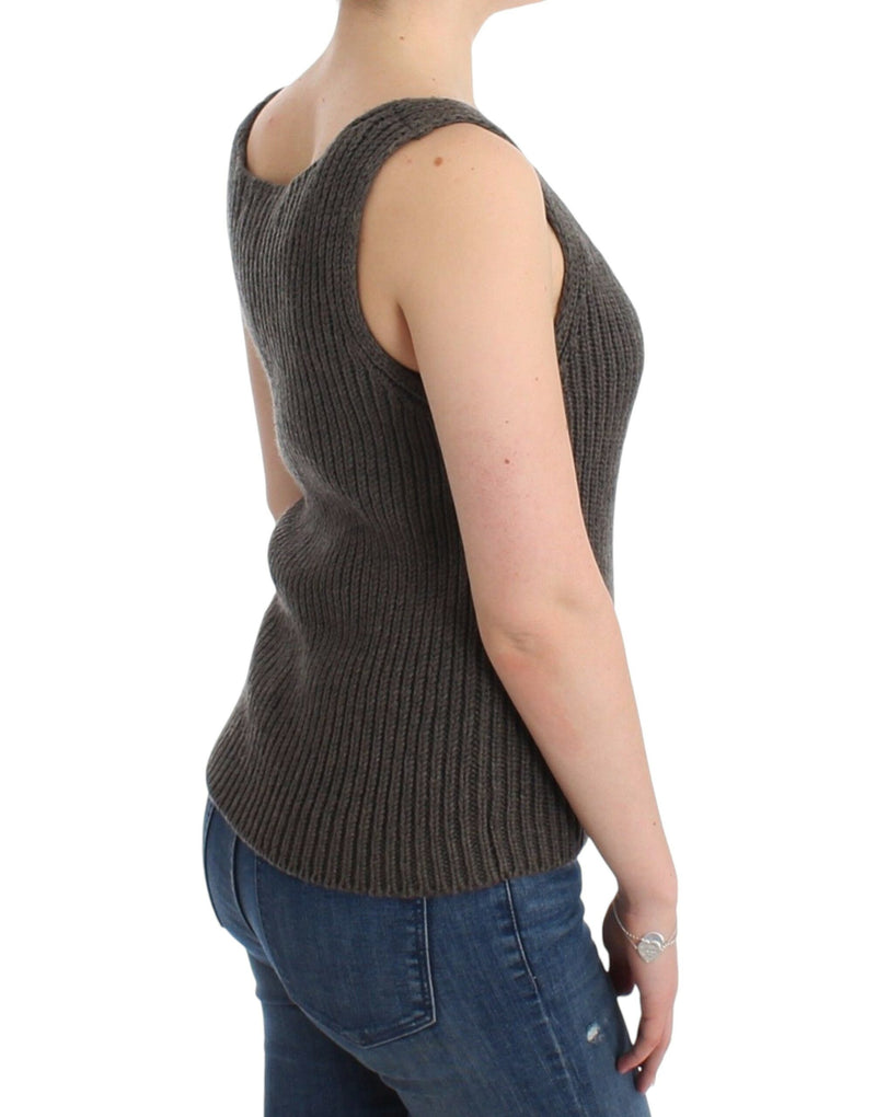 Pull en tricot gris Ermanno Scervino, en laine mérinos.