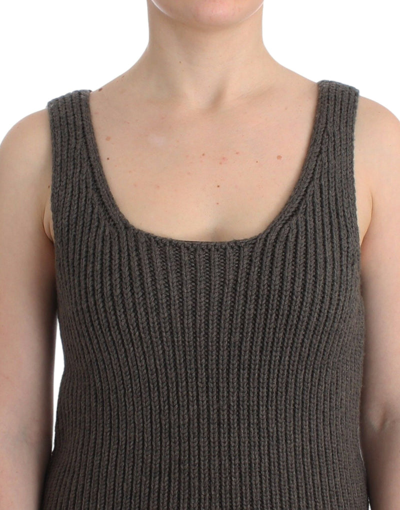 Pull en tricot gris Ermanno Scervino, en laine mérinos.