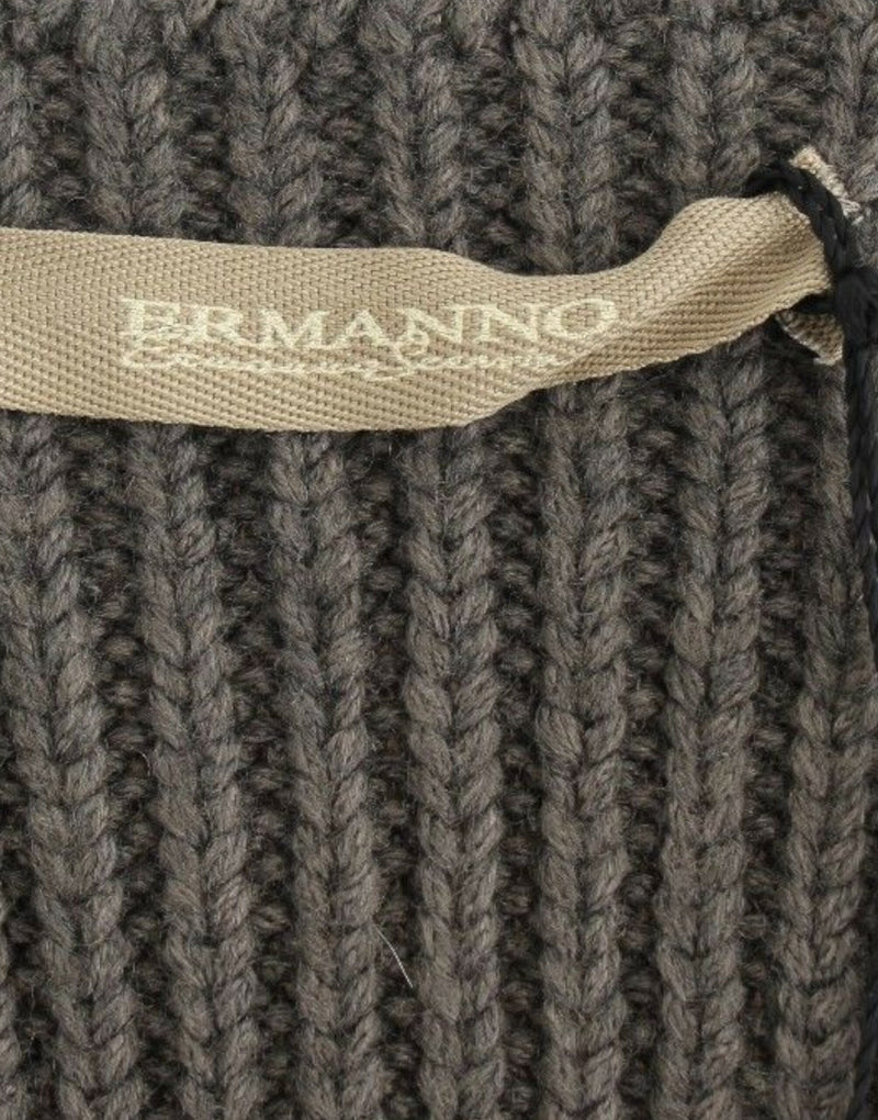 Pull en tricot gris Ermanno Scervino, en laine mérinos.