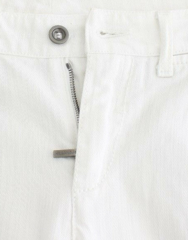 Pantalon en jean blanc taille haute et court Ermanno Scervino, marque Capri.