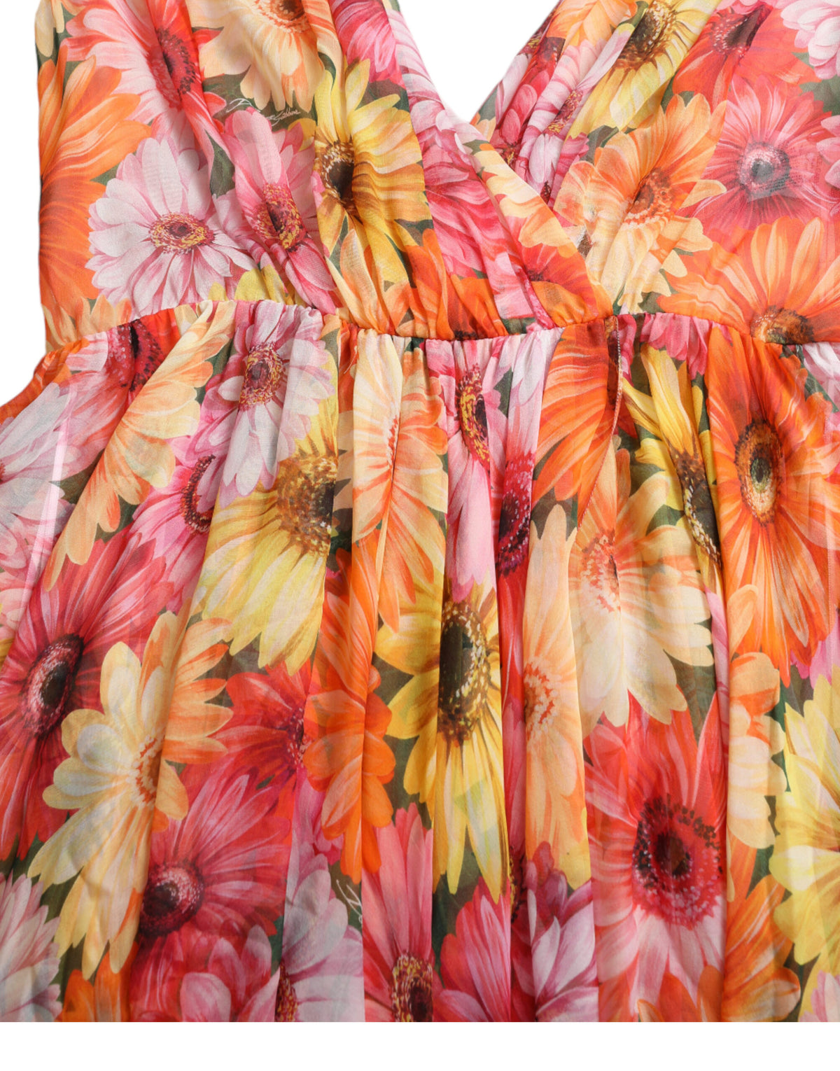 Robe Midi en Soie Multicolore à Imprimé Tournesol Dolce & Gabbana