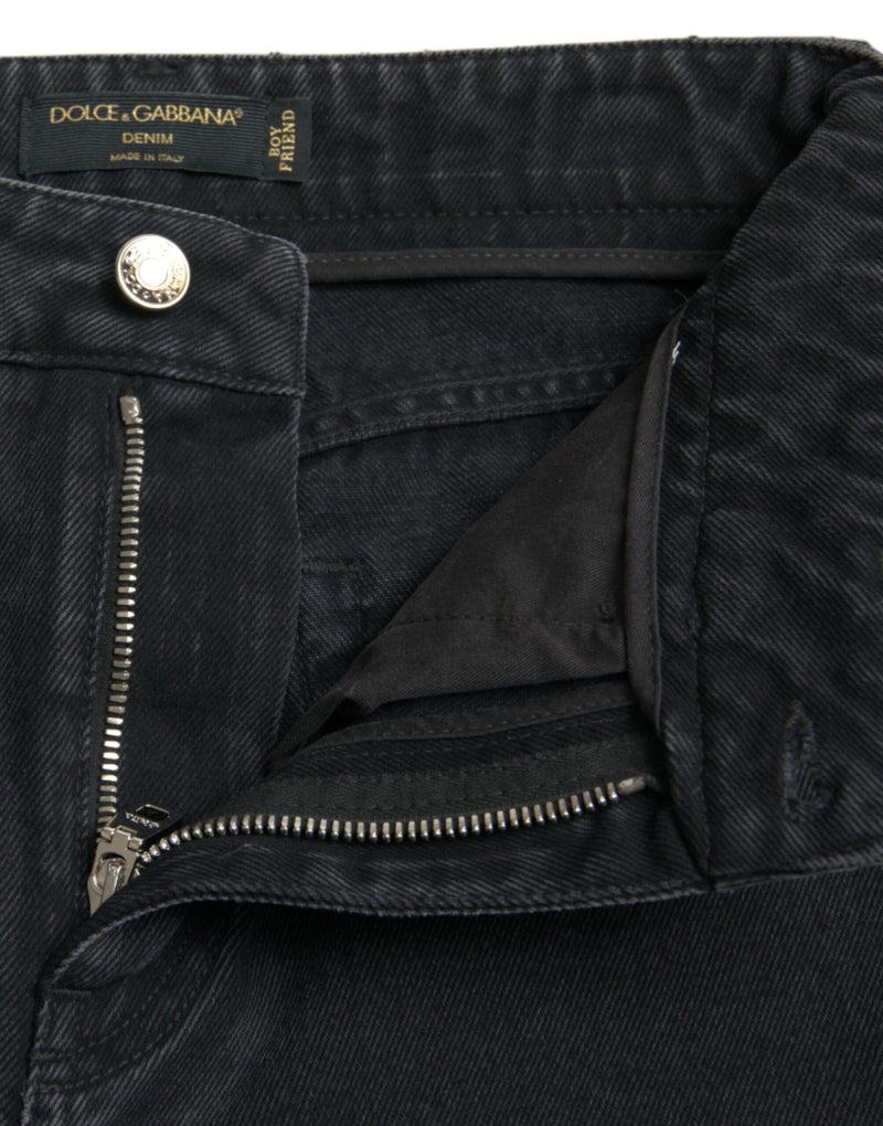Dolce & Gabbana Black High Waist Tattered Denim Jeans