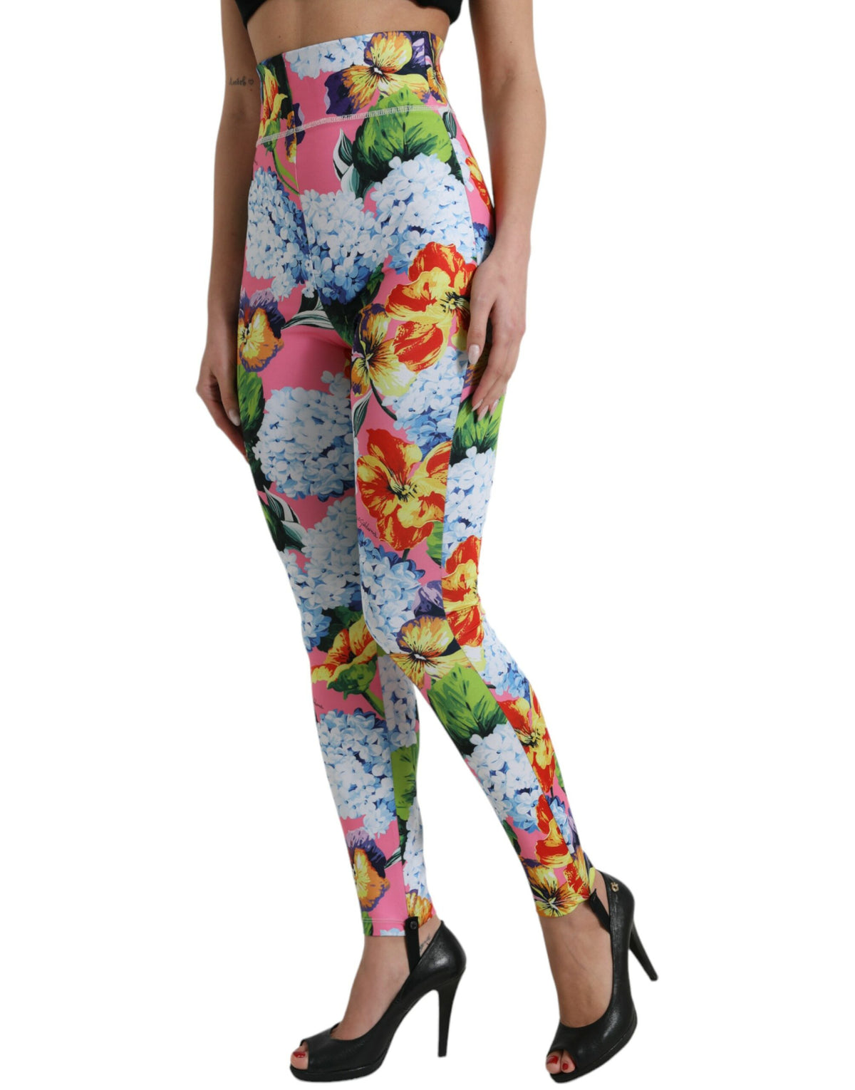 Dolce & Gabbana Leggings Multicolores à Taille Haute Fleuris