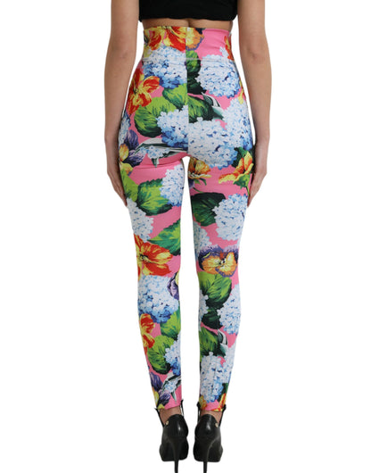 Dolce & Gabbana multicolor bloemenprint leggings met hoge taille