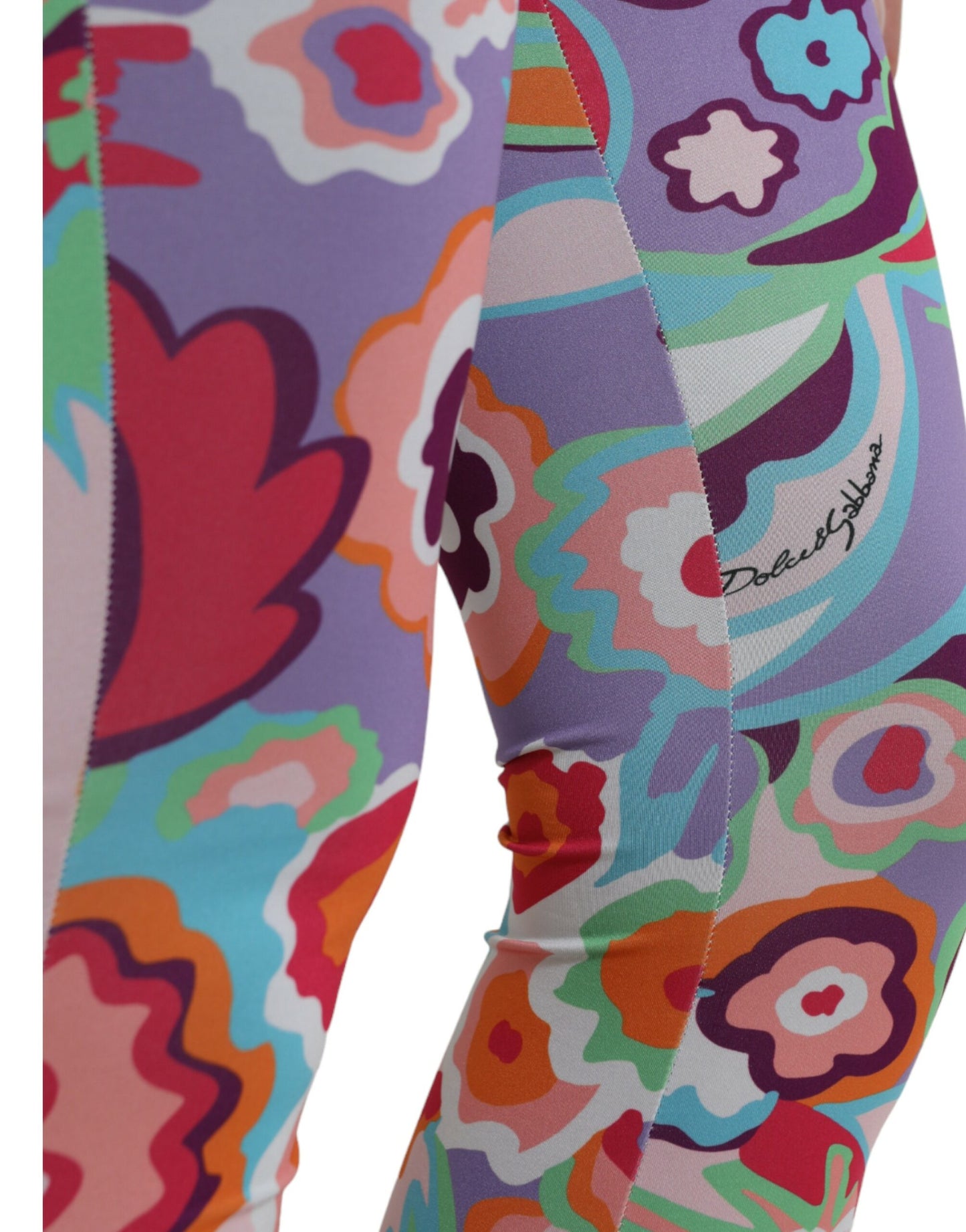 Dolce & Gabbana multicolor bloemenprint leggings met hoge taille