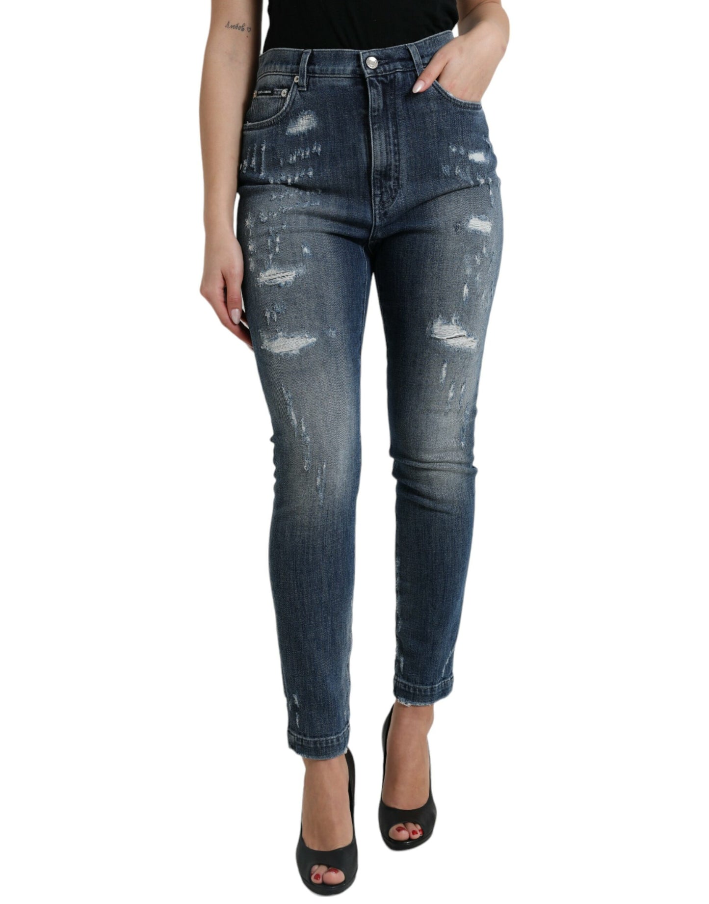 Jeans skinny GRACE en jean bleu foncé délavé de Dolce & Gabbana