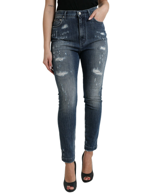 Dolce & Gabbana donkerblauwe, verweerde GRACE skinny jeans