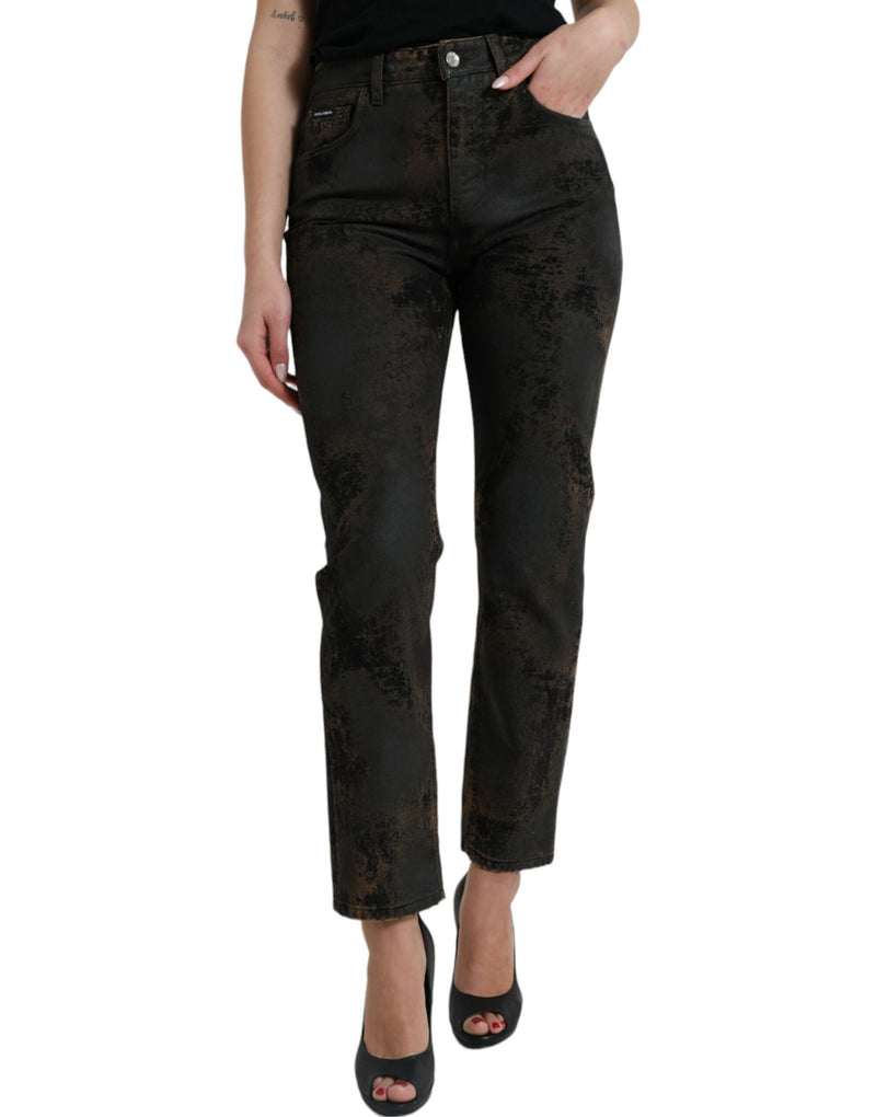 Dolce & Gabbana Brown Boyfriend Mid Waist Cotton Denim Jeans